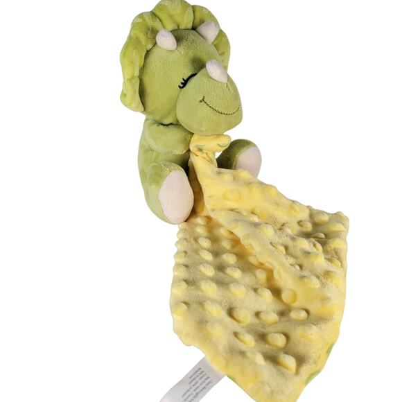Triceratops Plush Dinosaur Baby Lovey Blanket Green Yellow 8"x8" Walgreens - Picture 8 of 16